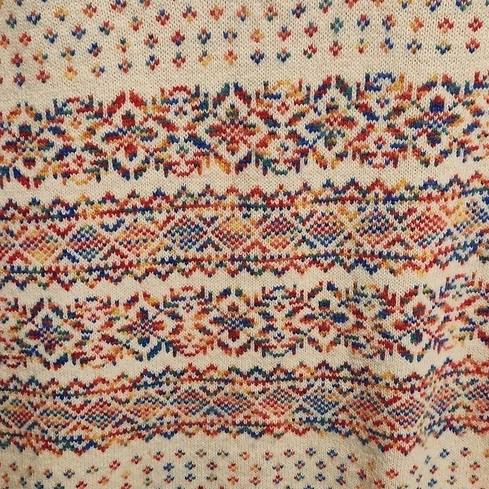 J. Crew cream Fair Isle Crew neck side slits wool oversized sweater sz S - Picture 3 of 10